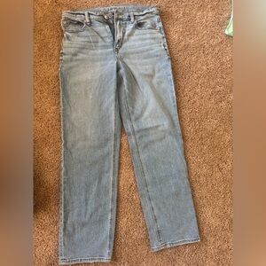American Eagle Outfitters Light Blue Super High-Rise Straight Leg Jeans